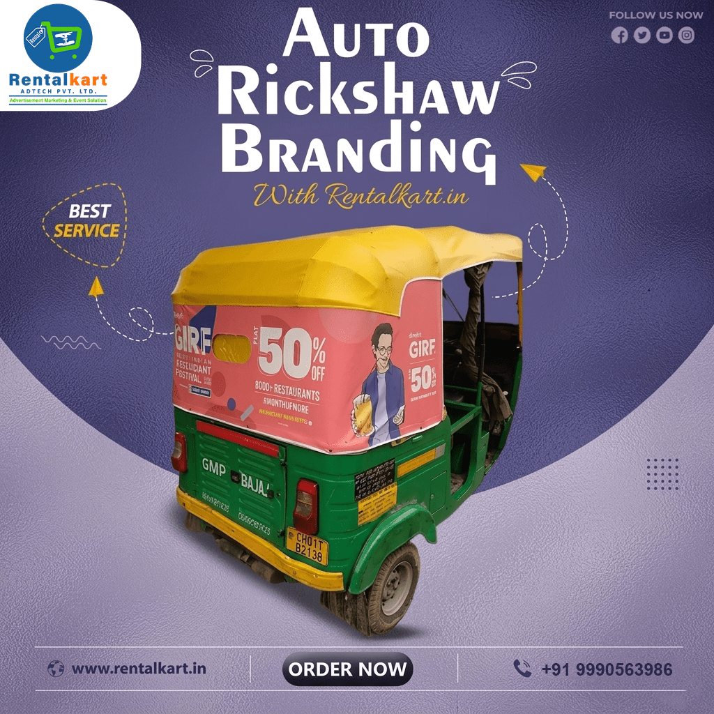Auto Rickshaw Hood Cover Branding in Delhi – By Rentalkart Adtech Private Limited - RENTALKART ADTECH PRIVATE LIMITED
