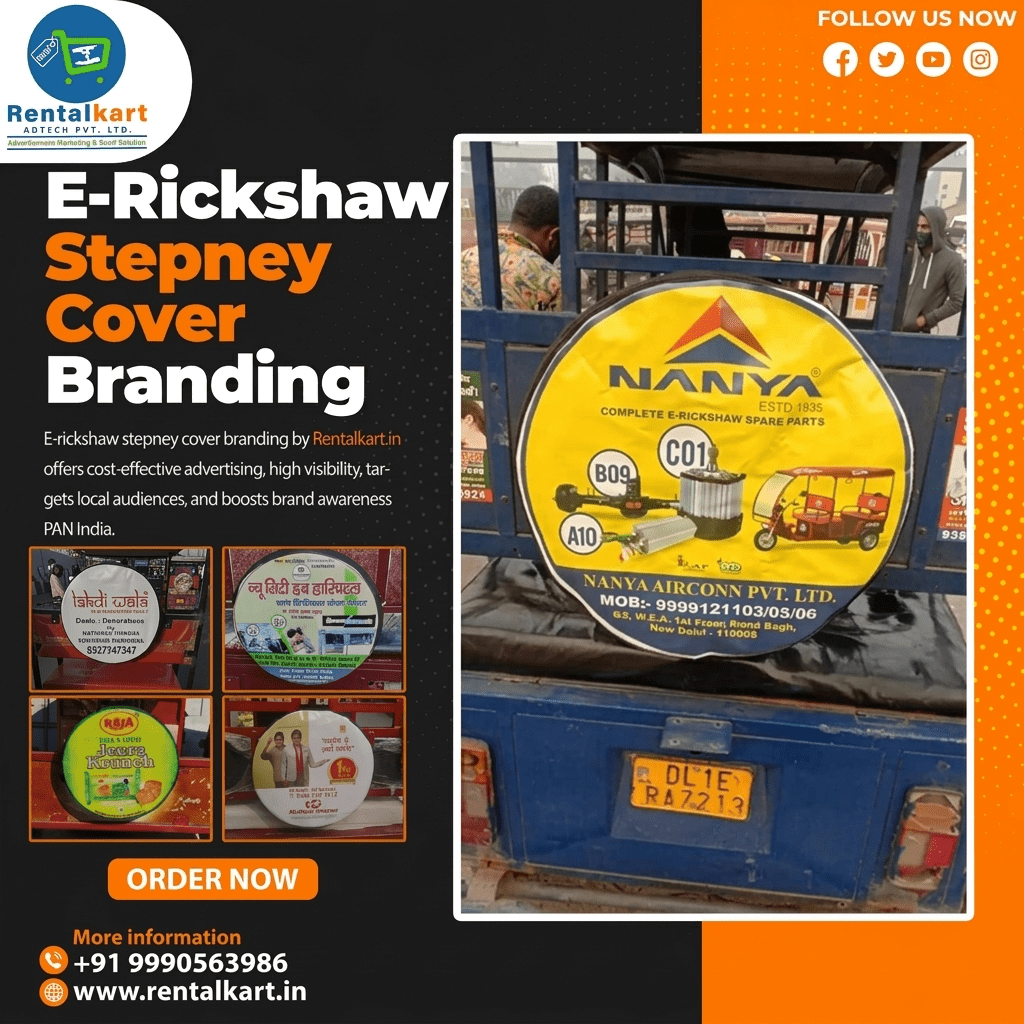 E-Rickshaw Stepney Cover Branding in Delhi – The Ultimate Outdoor Advertising Solution By Rentalkart Adtech Private Limited - RENTALKART ADTECH PRIVATE LIMITED