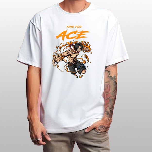 Fire Fist Ace Anime Printed T-Shirt for Men | Premium Cotton Polyester Graphic Tee | A4 Print Streetwear | Rentalkart Adtech Pvt Ltd