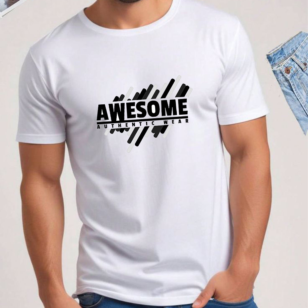 Awesome Printed T-Shirt for Men | Cotton Polyester Graphic Tee | Stylish Casual Wear A4 Print | Rentalkart Adtech Pvt Ltd