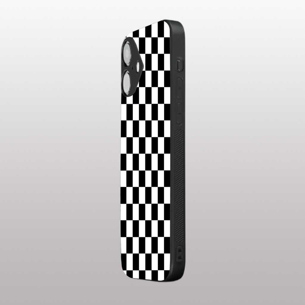 Black & White Check Pattern phone case for iphone 16 plus | Glass case