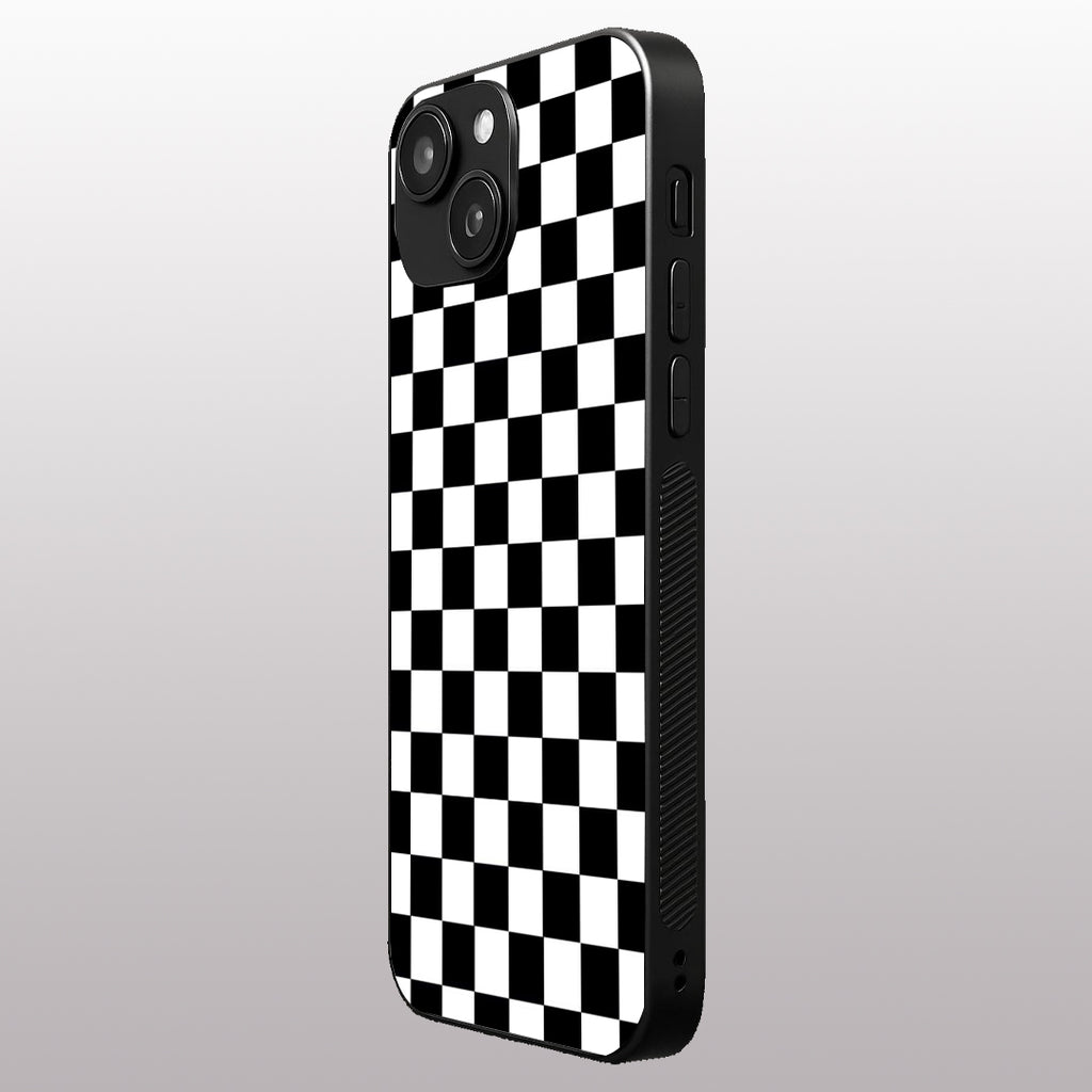 Black & White Check Pattern  phone case for iphone 14 | Glass case