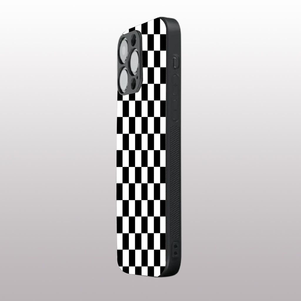 Black & White Check Pattern phone case for iphone 15 pro max | Glass case