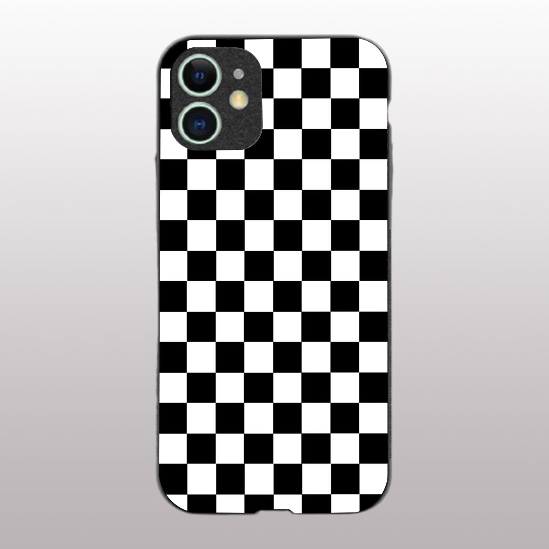 Black & White Check Pattern phone case for iphone 12 |Glass case
