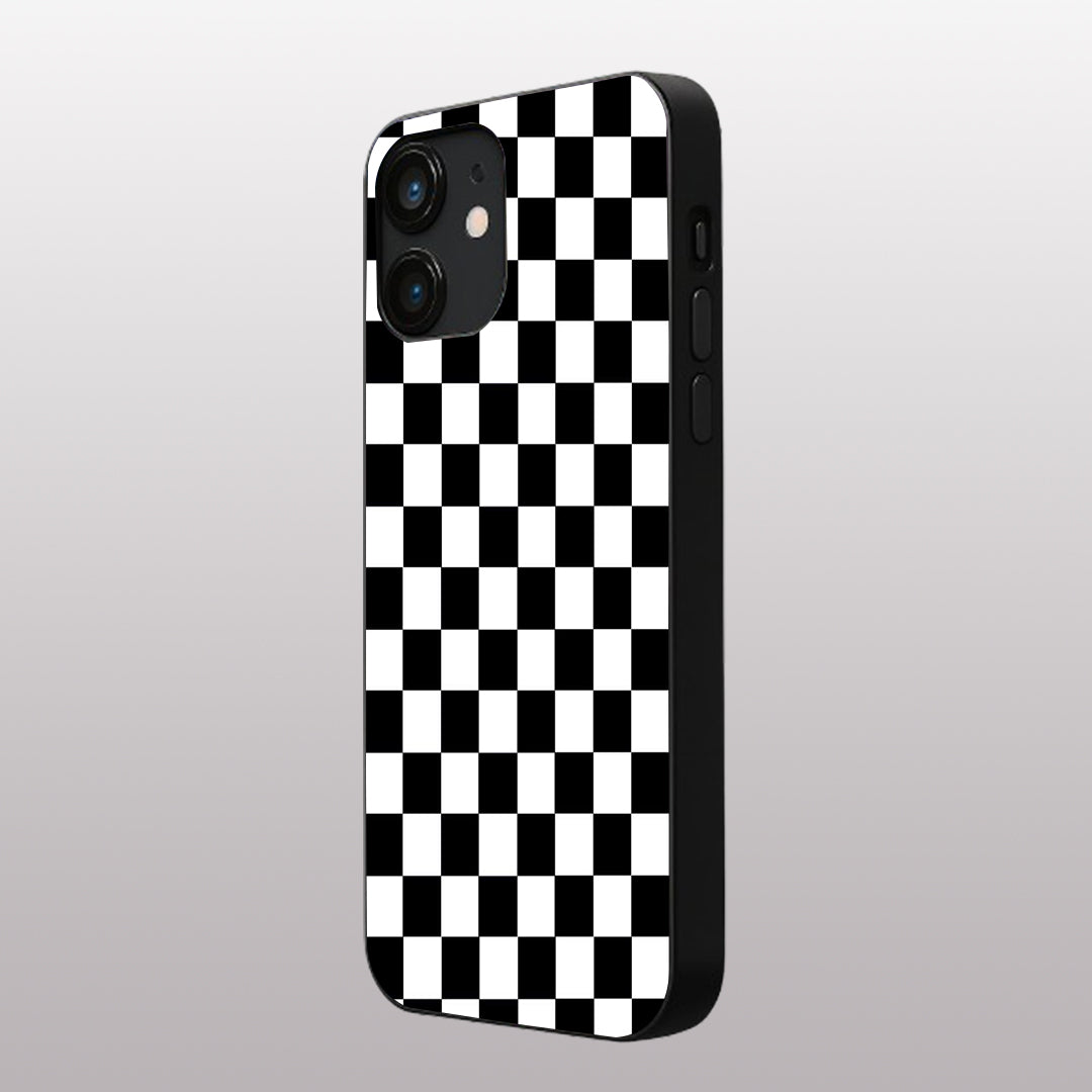 Black & White Check Pattern phone case for iphone 12 |Glass case