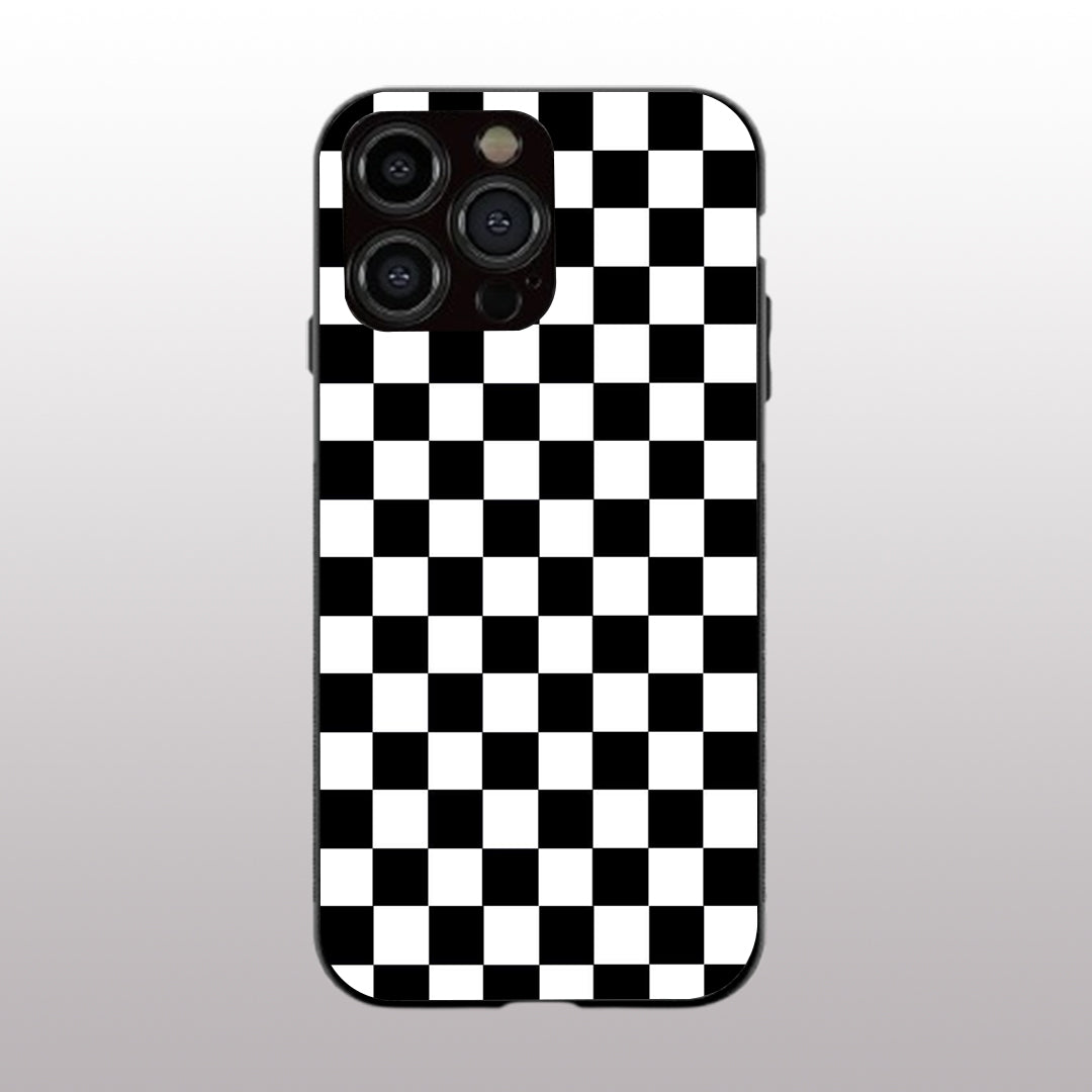 Black & White Check Pattern phone case for iphone 13 pro max | Glass case