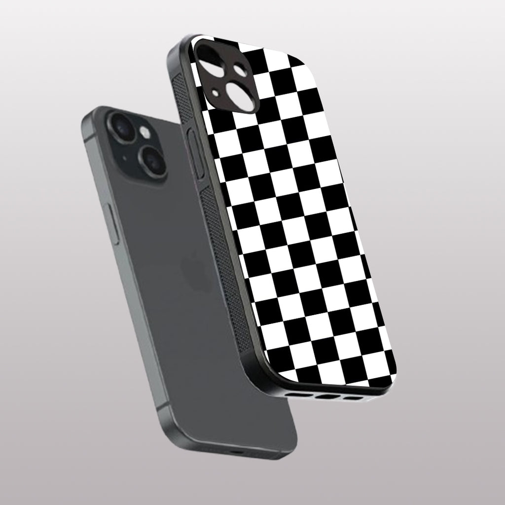 Black & White Check Pattern  phone case for iphone 14 | Glass case