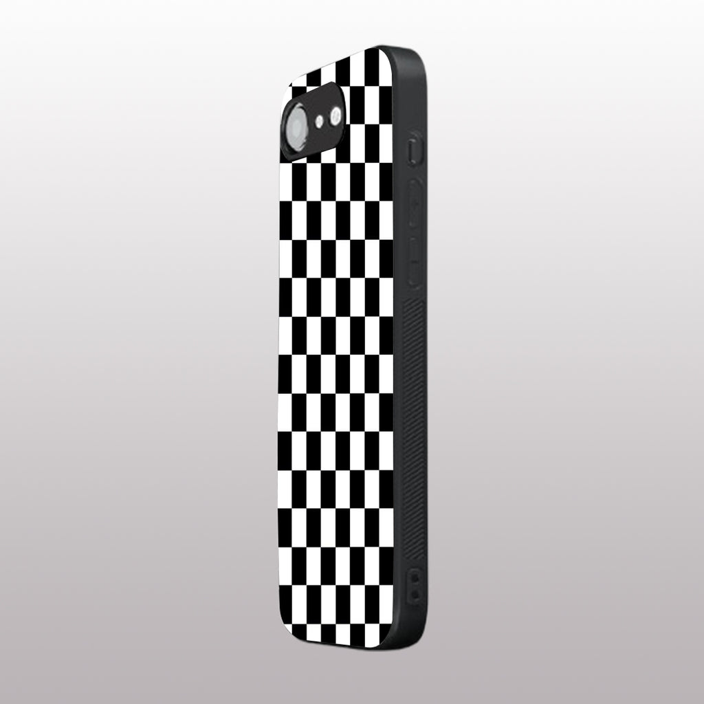 Black & White Check Pattern phone case for iphone 16E | Glass case