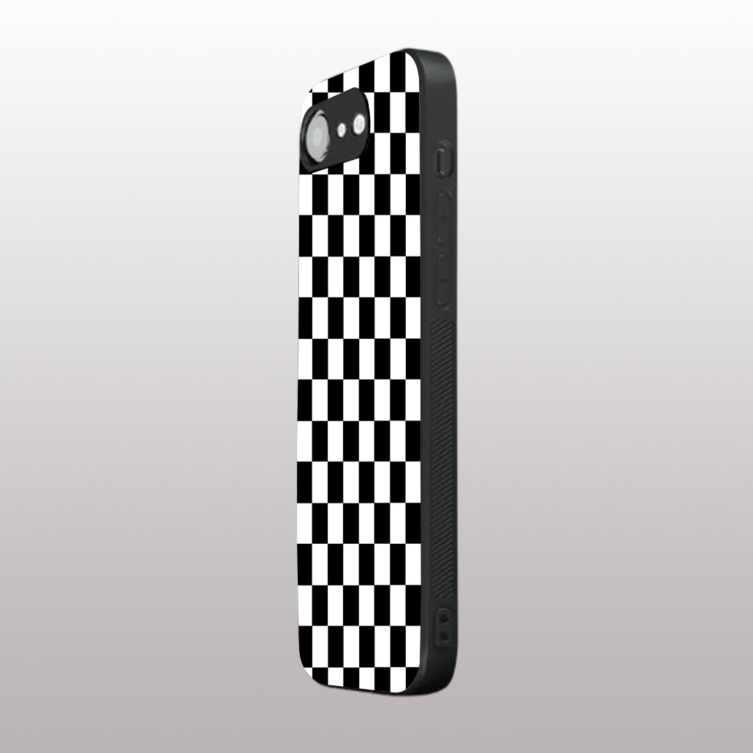 Black & White Check Pattern phone case for iphone 16E | Glass case