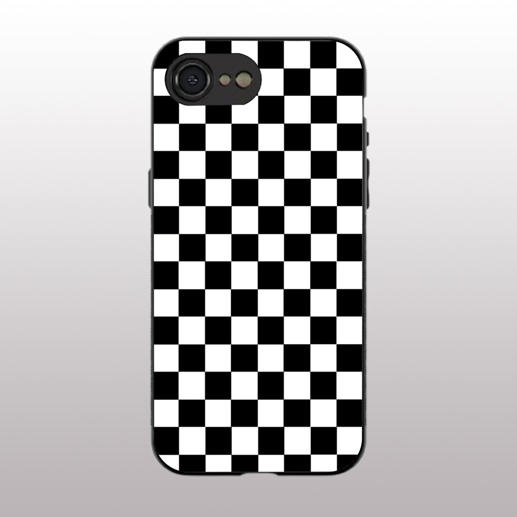 Black & White Check Pattern phone case for iphone 16E | Glass case