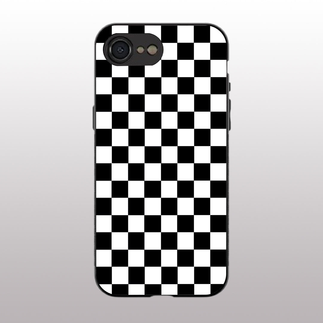 Black & White Check Pattern phone case for iphone 16E | Glass case