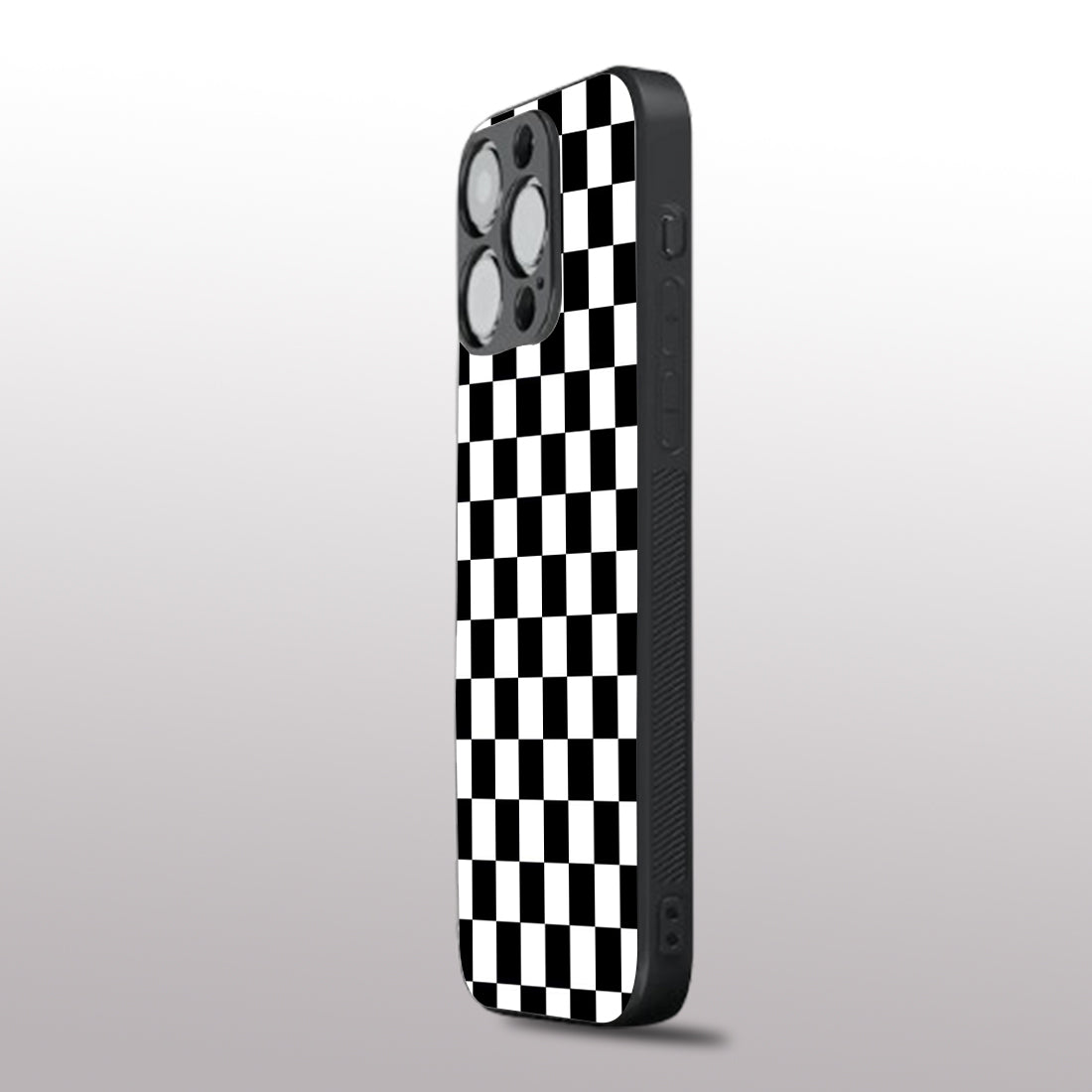 Black & White Check Pattern phone case for iphone 16 pro | Glass case