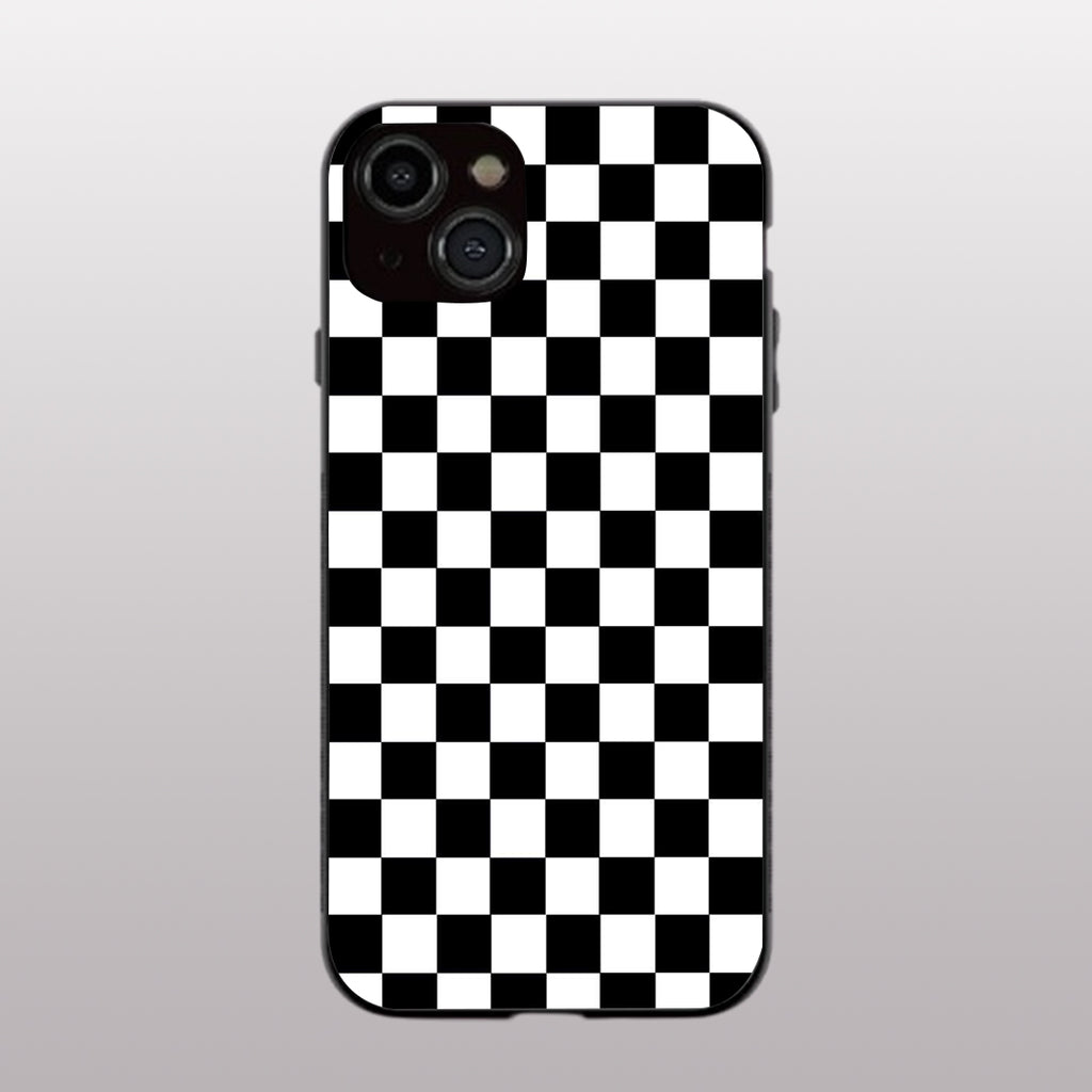 Black & White Check Pattern  phone case for iphone 14 | Glass case