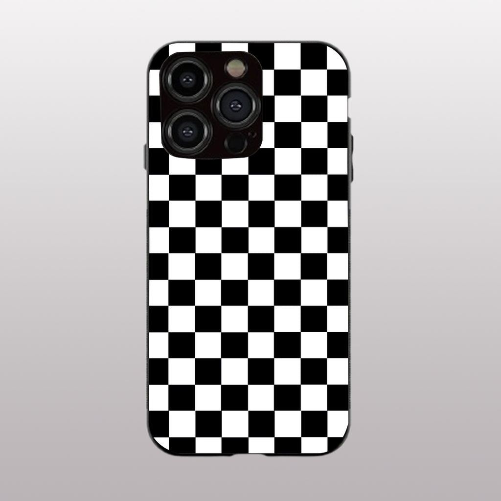 Black & White Check Pattern phone case for 1phone 12  pro |Glass case