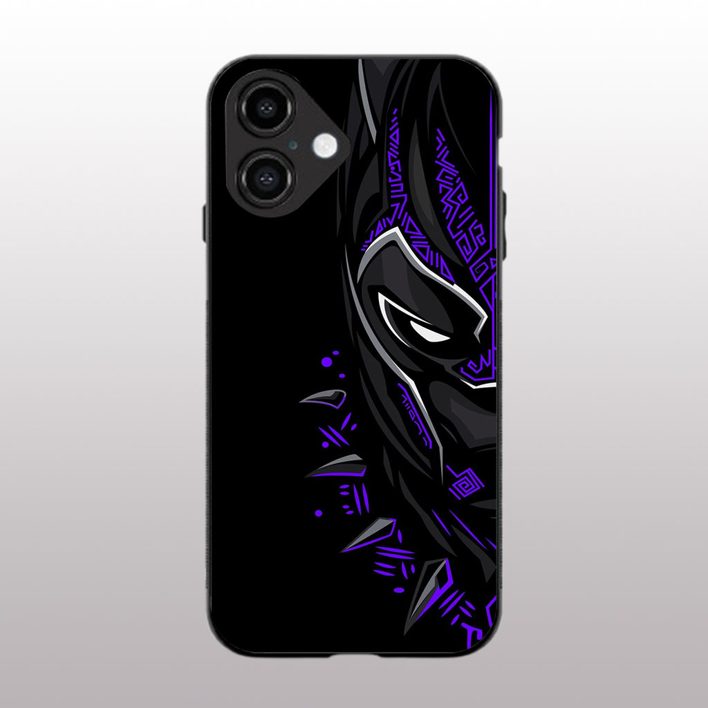 Black panther pattern phone case for iphone 16 plus| Glass case