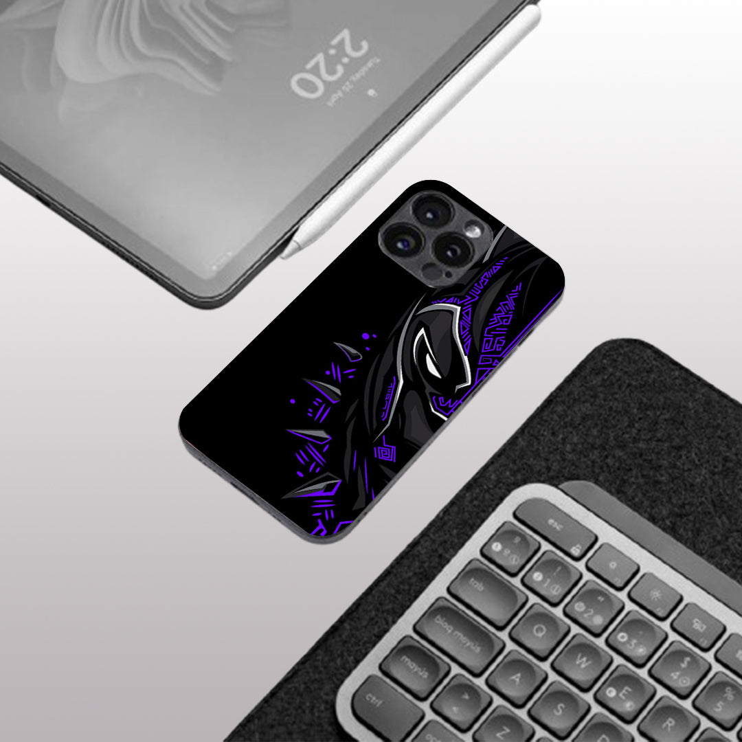 Black panther pattern phone case for iphone 15 pro | Glass case