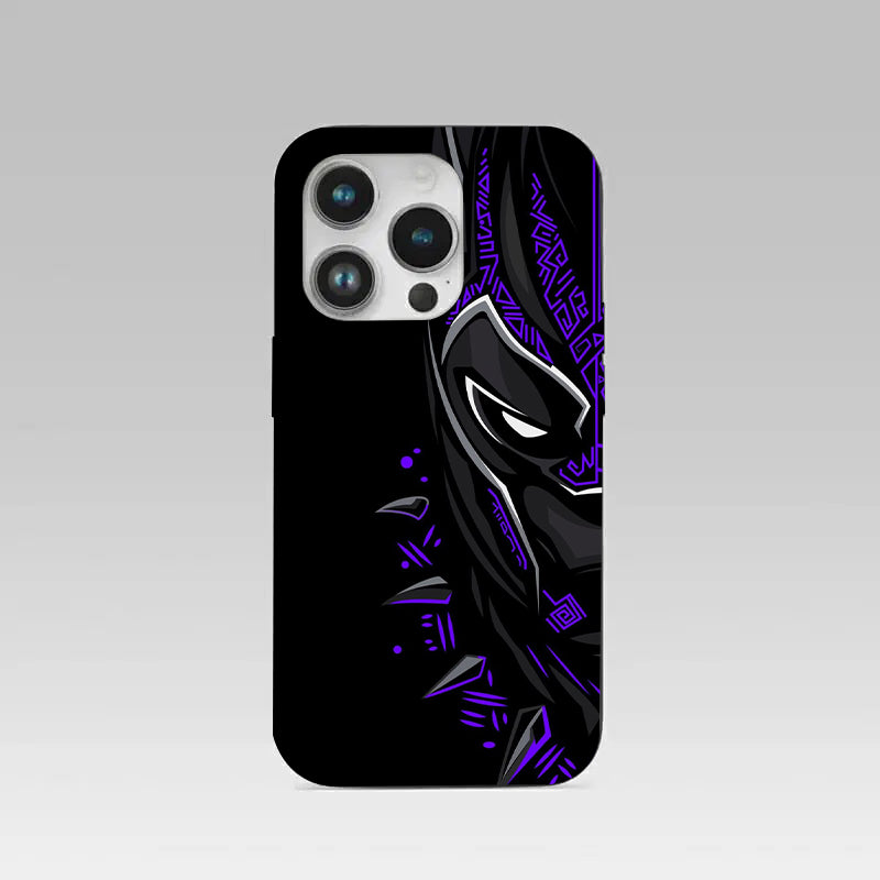 Black panther pattern phone case for iphone 16 pro |Glass case
