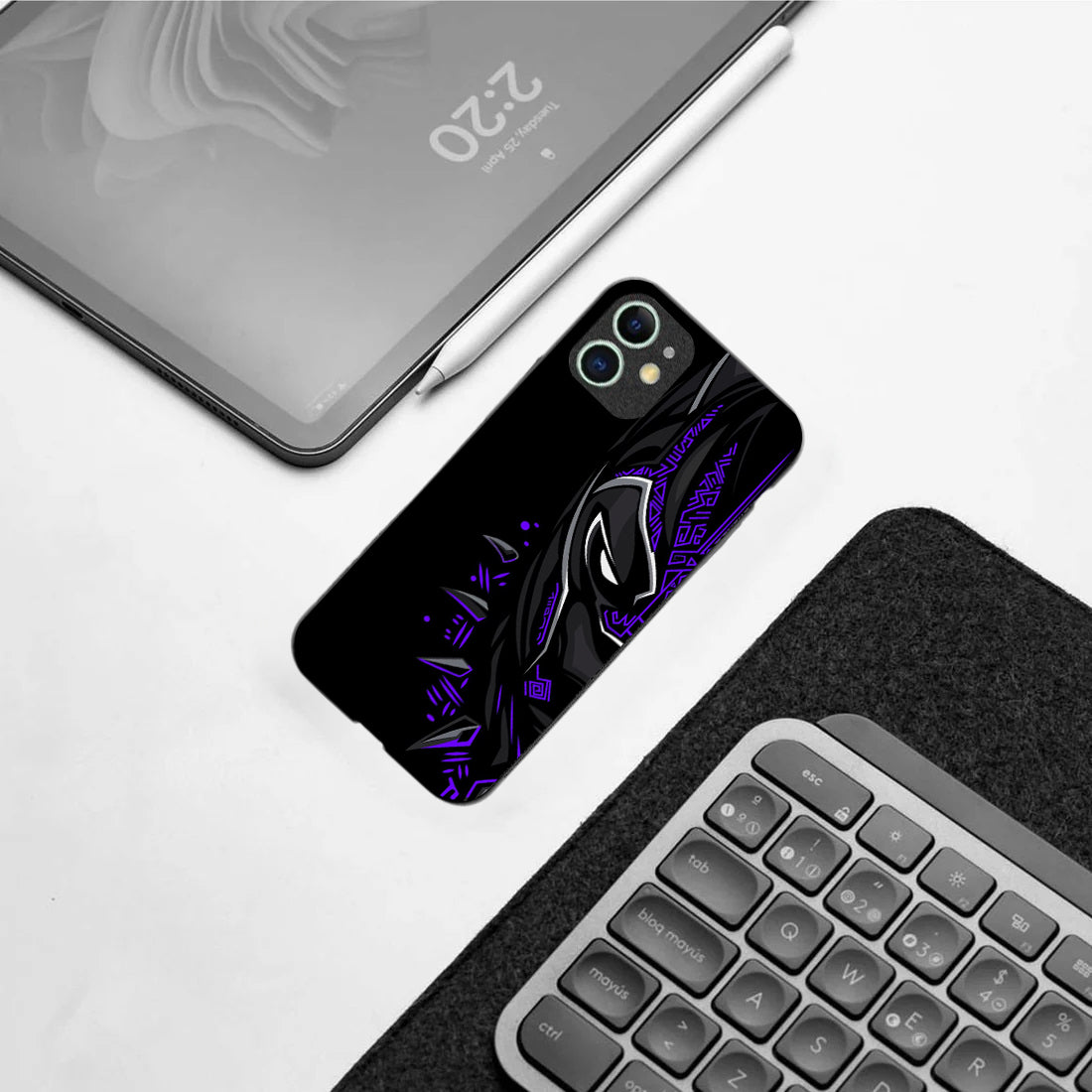Black panther pattern phone case for iphone 12 |Glass case