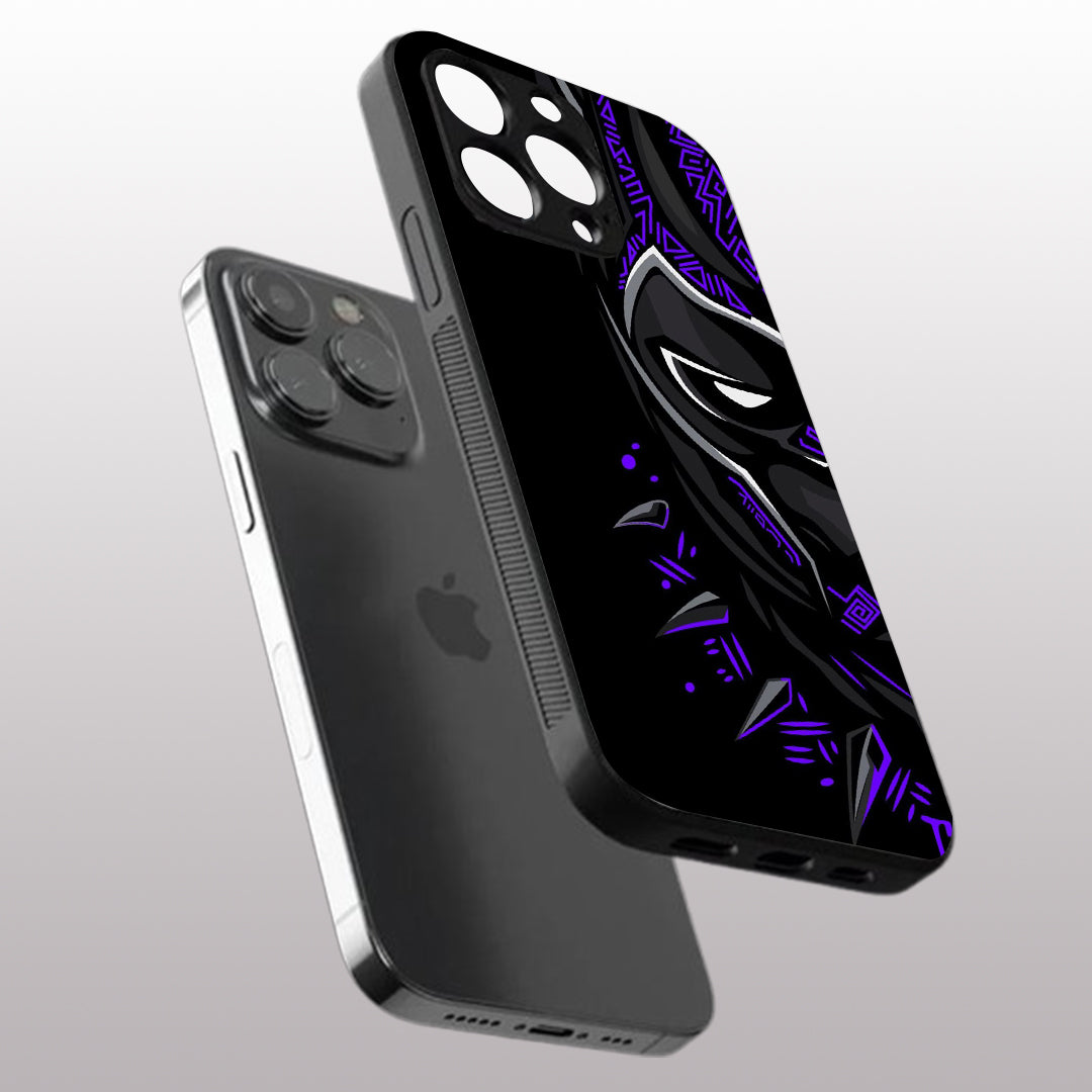 Black panther pattern phone case for iphone 16 pro |Glass case