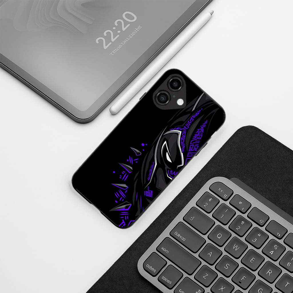 Black panther pattern phone case for iphone 16 plus| Glass case