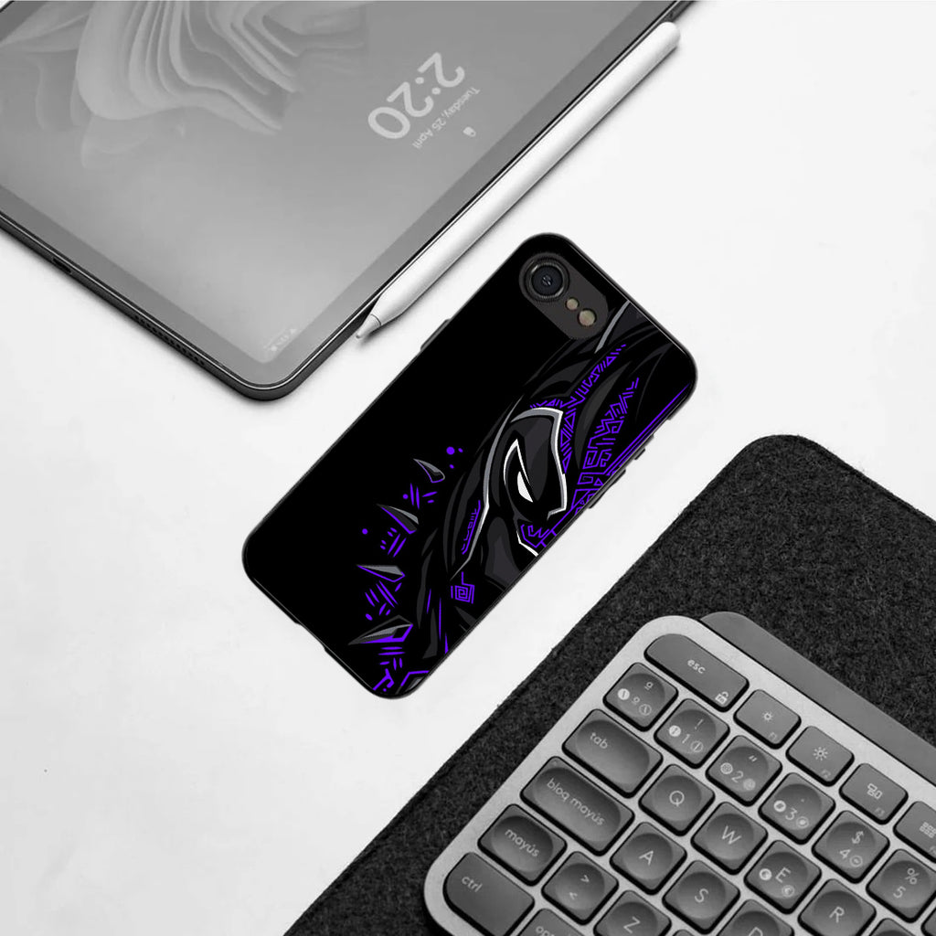 Black panther pattern phone case for iphone 16E | Glass case