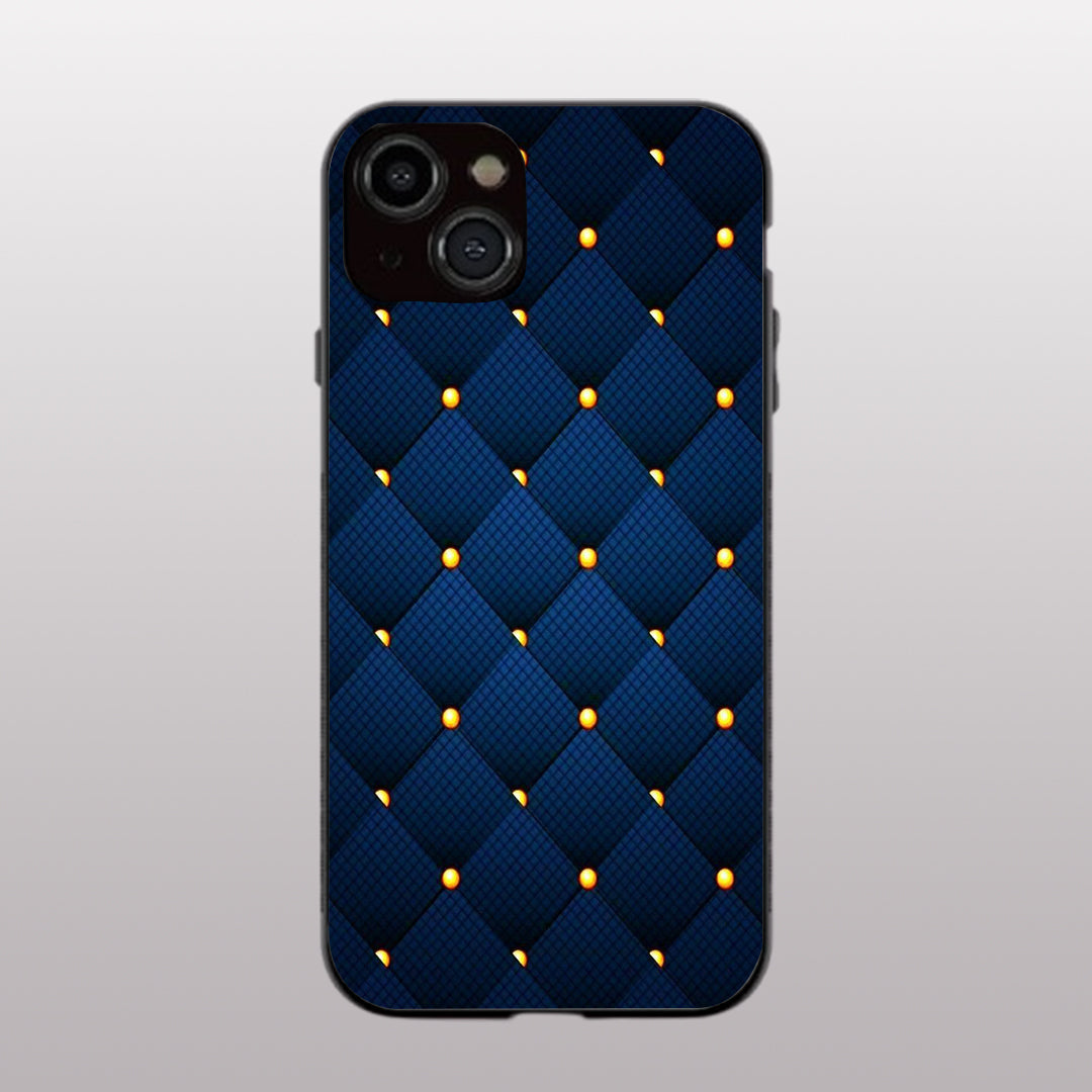 Blue Check Pattern phone case for iphone 14 plus |Glass case