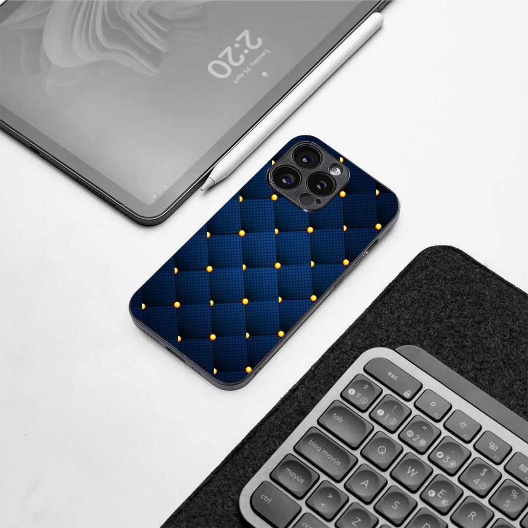 Blue Check Pattern phone case for iphone 13 pro | Glass case