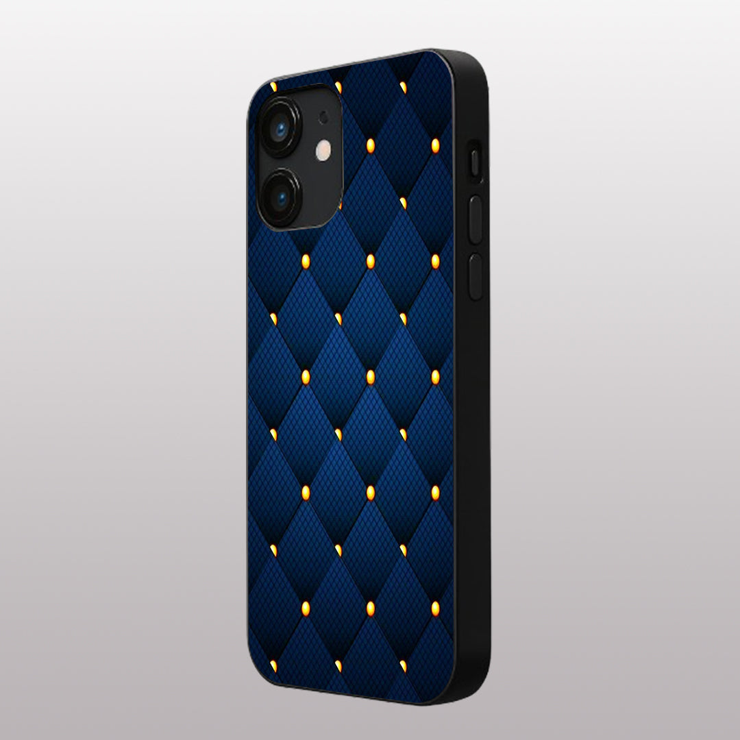 Blue Check Pattern phone case for iphone 12 mini|Glass case