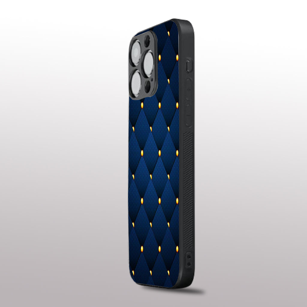 Blue Check Pattern phone case for iphone 16 pro | Glass case