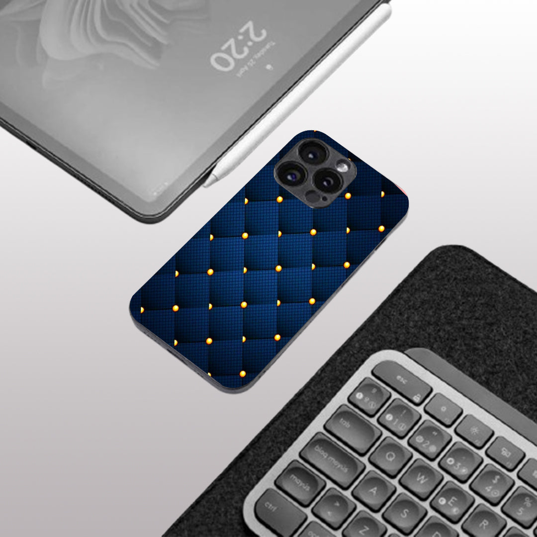 Blue Check Pattern phone case for iphone 15 pro max | Glass case