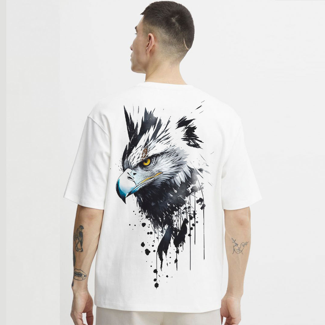Eagle Back Print T-Shirt for Men | Bold Animal Graphic Tee | Cotton Polyester A4 Print Streetwear | Rentalkart Adtech Pvt Ltd