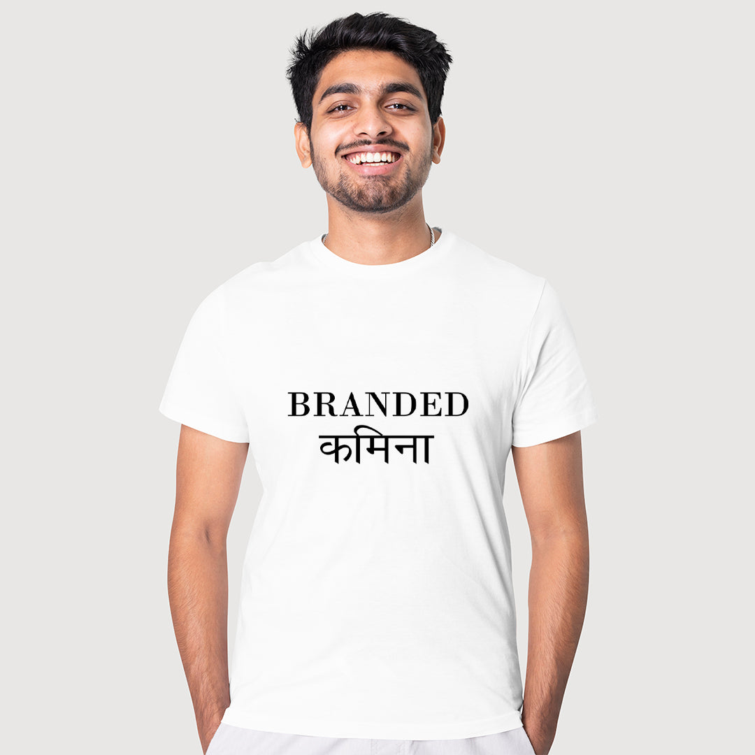 Branded Kameena Printed T-Shirt for Men | Funny Hindi Attitude Graphic Tee | Cotton Polyester A4 Print | Rentalkart Adtech Pvt Ltd