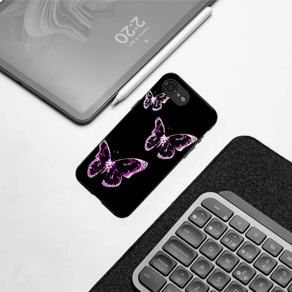 Butterfly pattern phone case for iphone 16E | Glass case