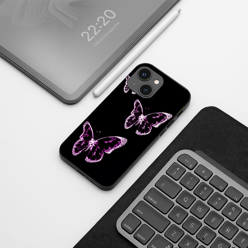 Butterfly pattern phone case for iphone 13 mini |Glass case
