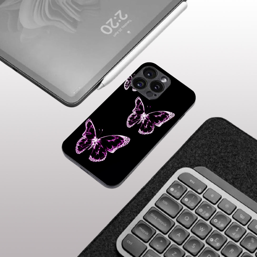 Butterfly pattern phone  case for iphone 14 pro max | Glass case