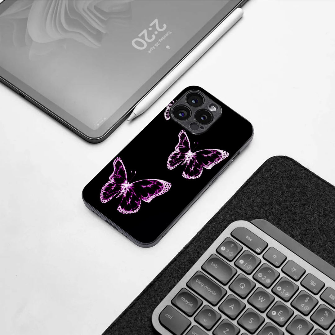 Butterfly pattern phone case for iphone 14 pro | Glass case