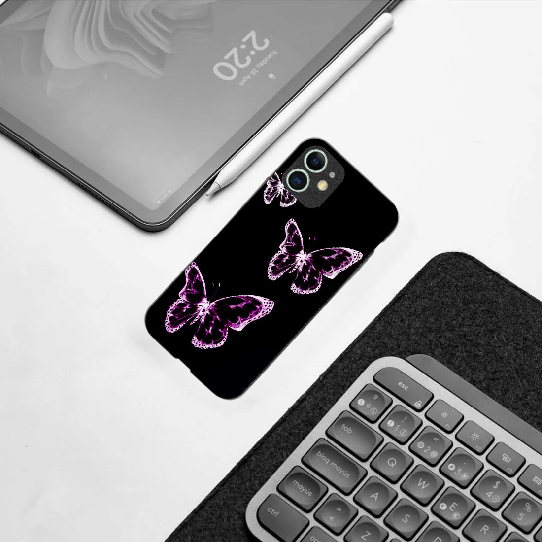 Butterfly pattern phone case for iphone 12||Glass case