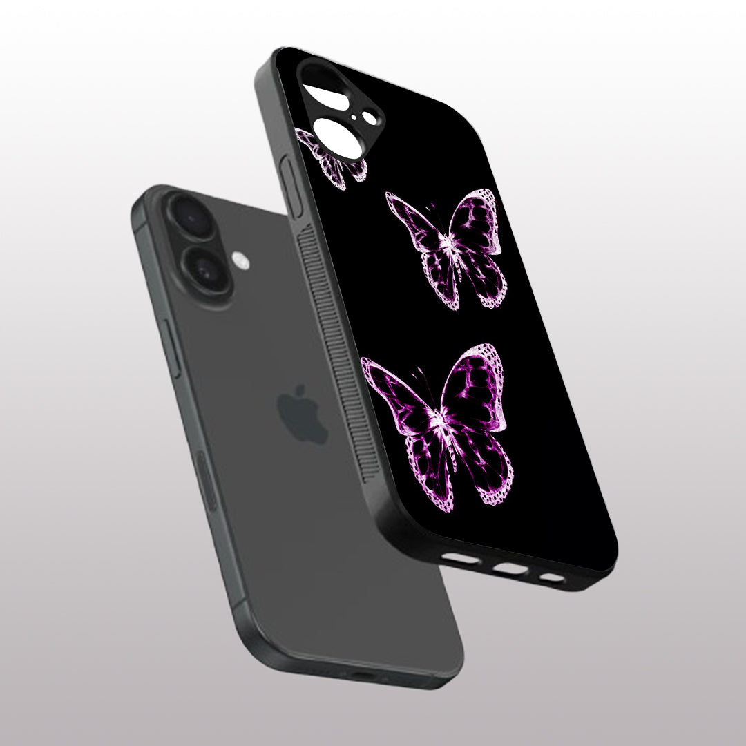 Butterfly pattern phone case for iphone 16 plus |Glass case
