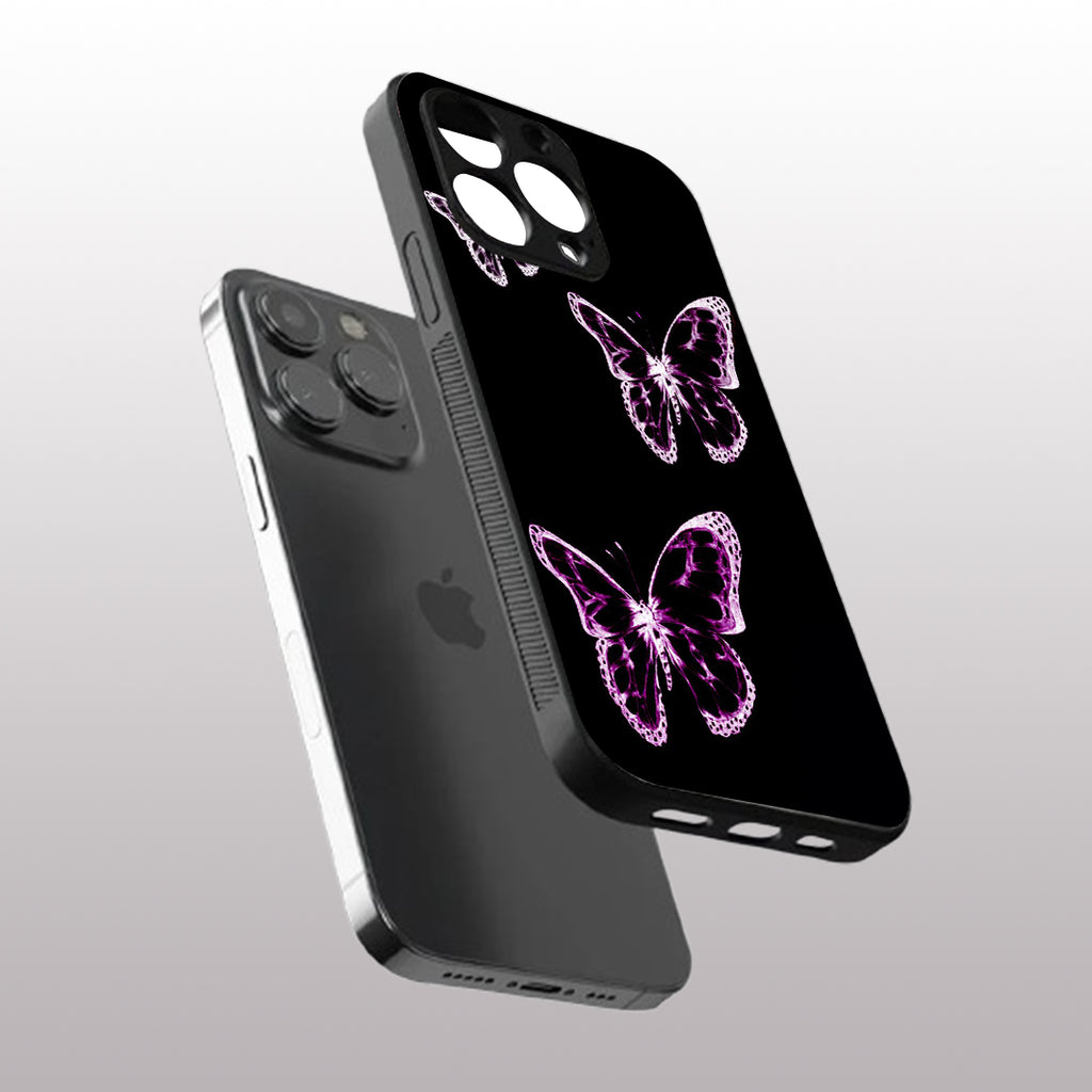 Butterfly pattern phone case for iphone 16 pro max | Glass case