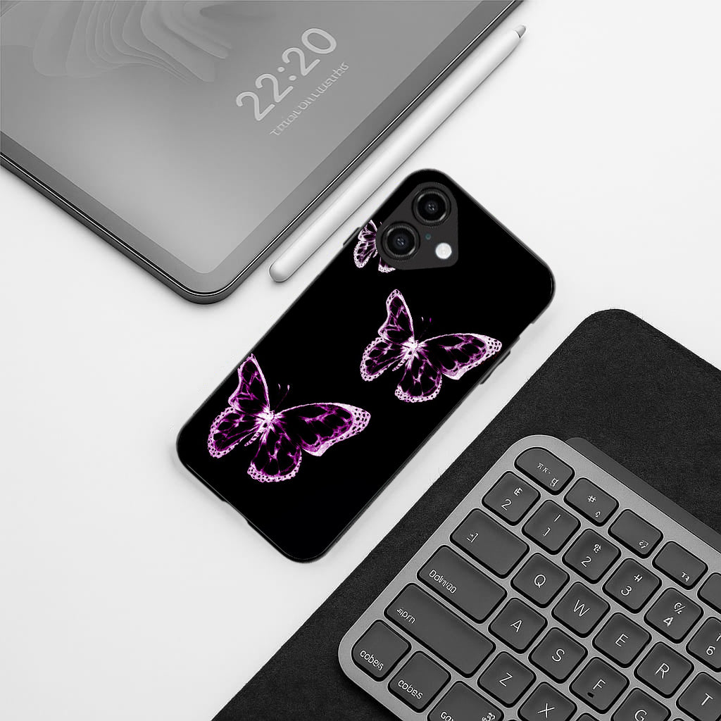 Butterfly pattern phone case for iphone 16 plus |Glass case