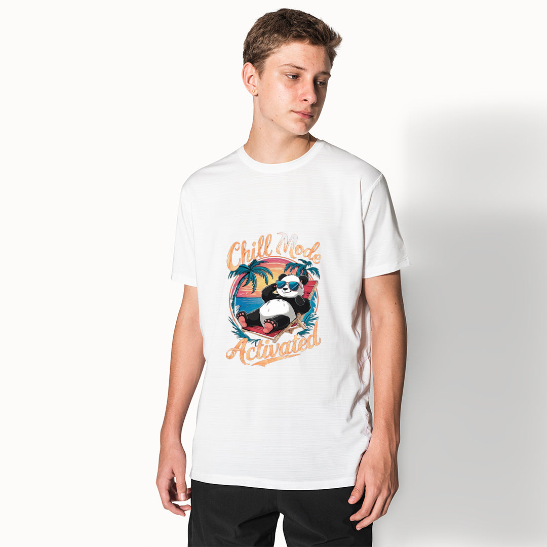 Chill Mode Activated Printed T-Shirt for Men | Panda Graphic Casual Tee | Cotton Polyester A4 Print | Rentalkart Adtech Pvt Ltd