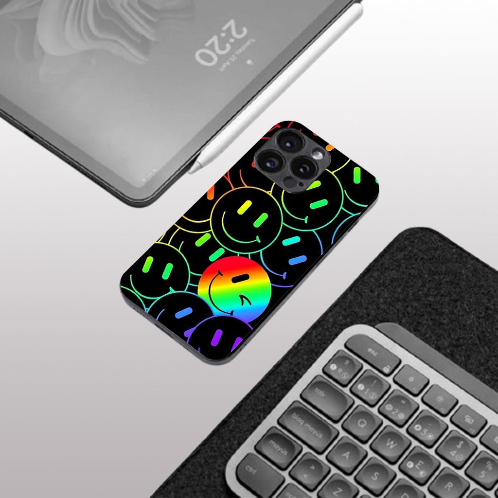 Colorful Smiles pattern phone case for iphone 15 pro max | Glass case