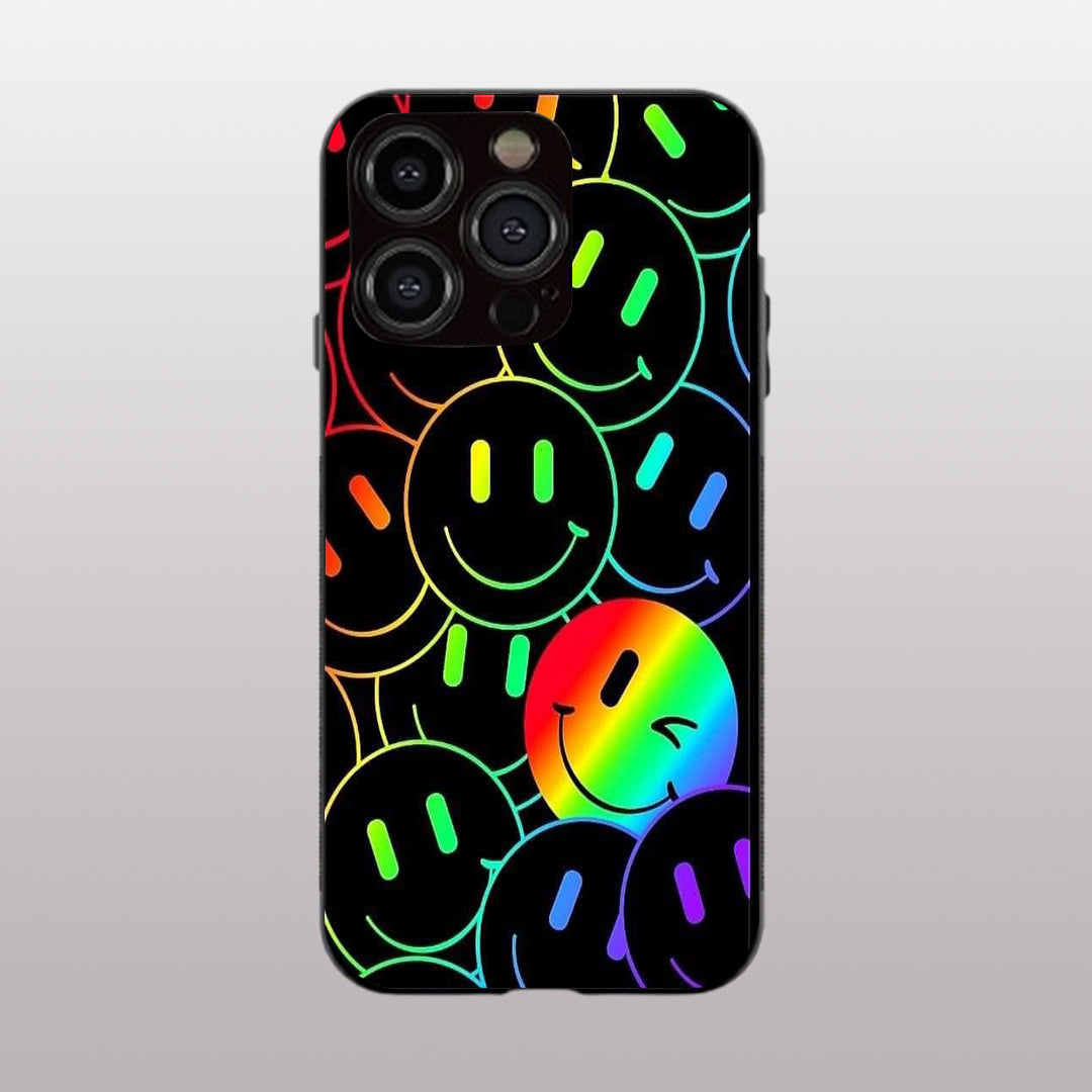 Colourful Smiles pattern phone case for iphone 12 pro max|Glass case