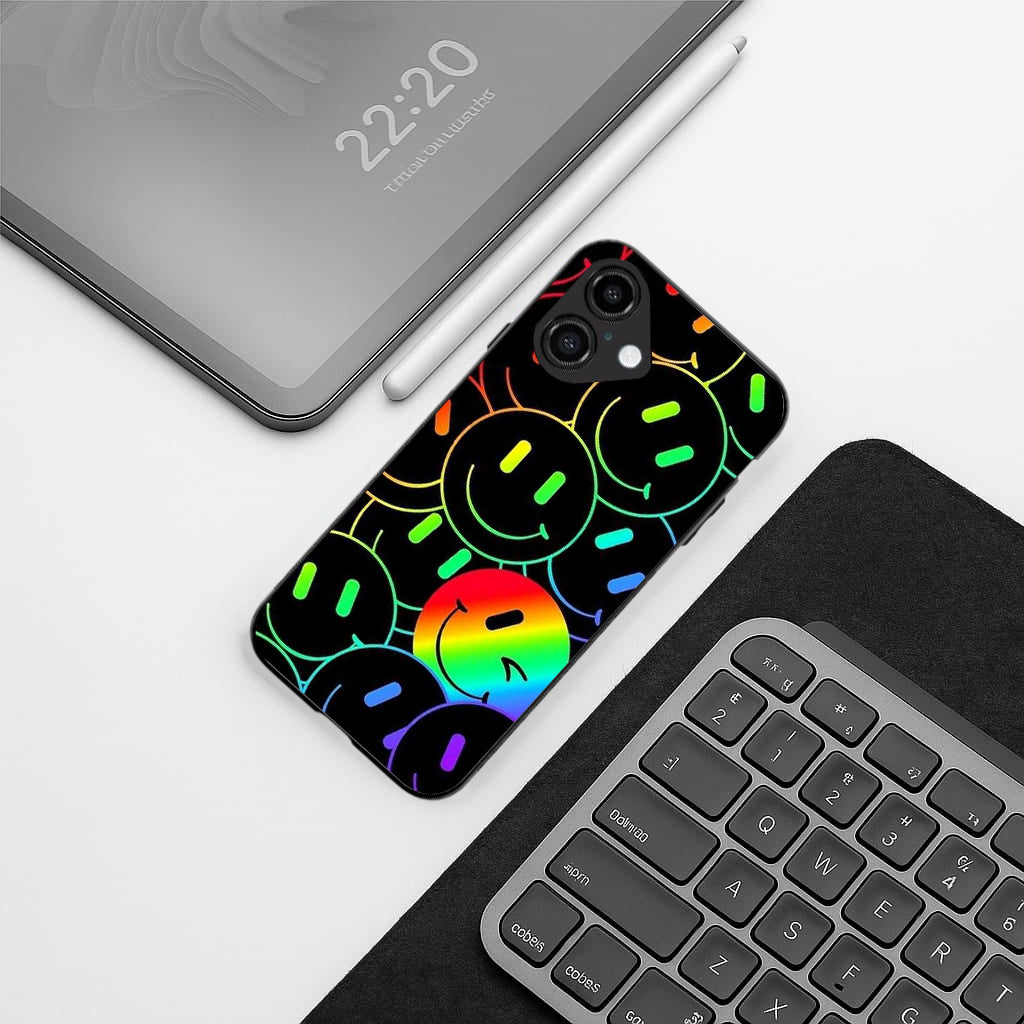 Colourful Smiles pattern phone case for iphone 16 plus | Glass case