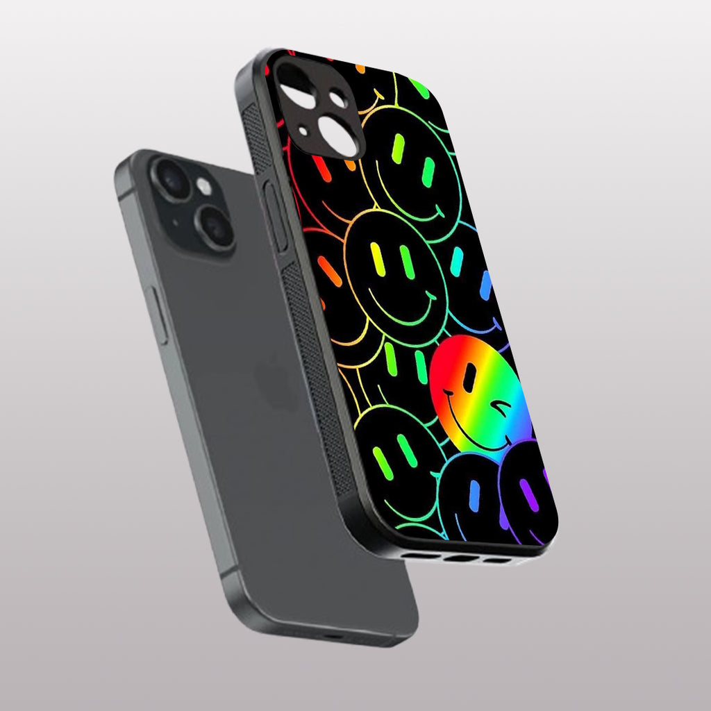 Colourful Smiles pattern phone case for iphone 13 mini | Glass case