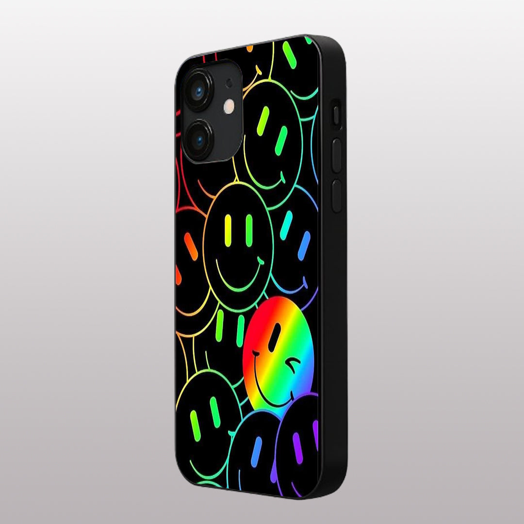 Colourful Smiles pattern phone case for iphone 12 mini|Glass case