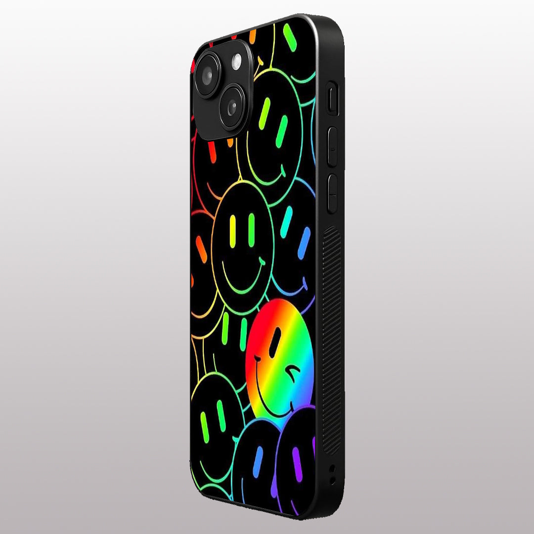 Colourful Smiles pattern phone case for iphone 14 | Glass case