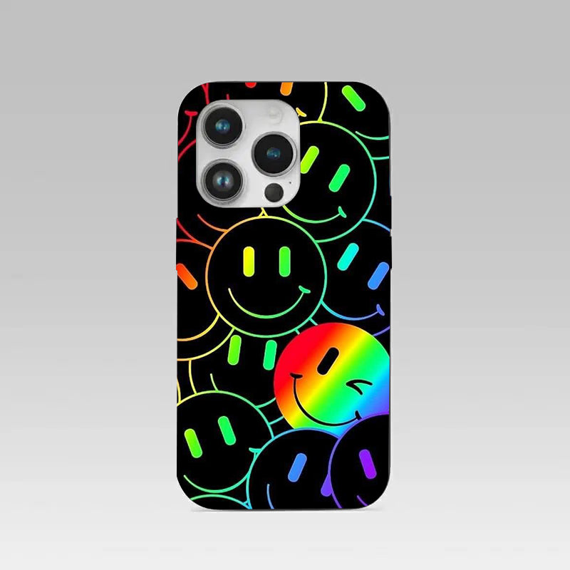 Colorful Smiles pattern phone case for iphone 16 pro | Glass case