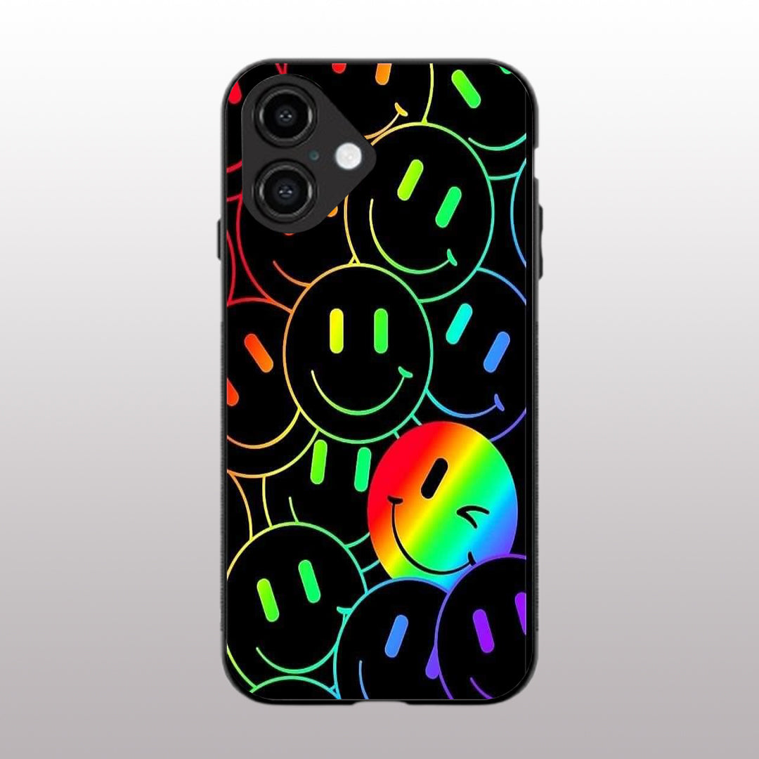 Colourful Smiles pattern phone case for iphone 16 | Glass case