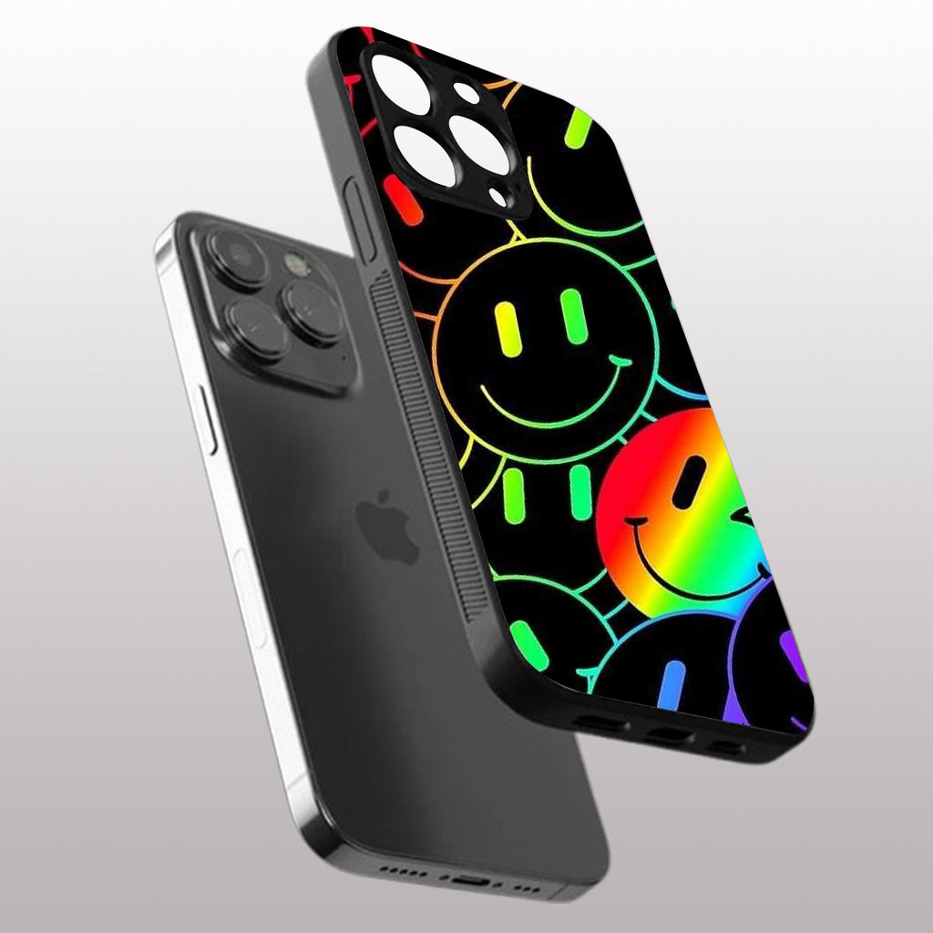 Colorful Smiles pattern phone case for iphone 16 pro | Glass case